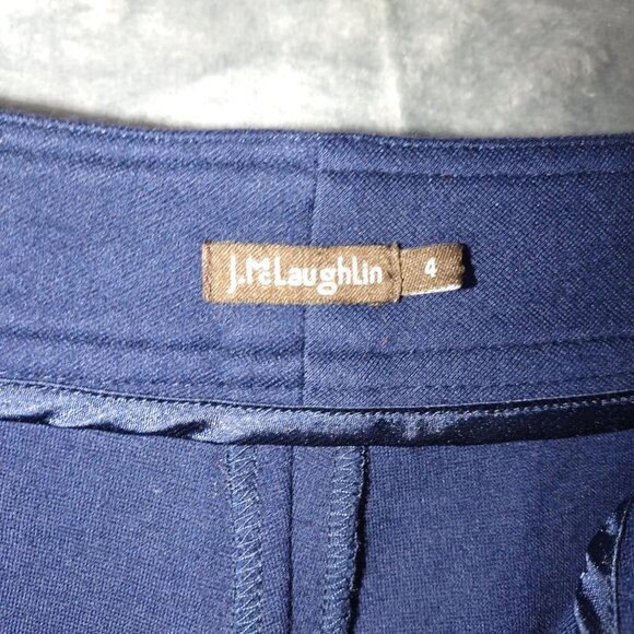 J.McLaughlin Women Navy Blue Slim Stretch Pants 4 Comfortable Business Casual - Picture 2 of 9